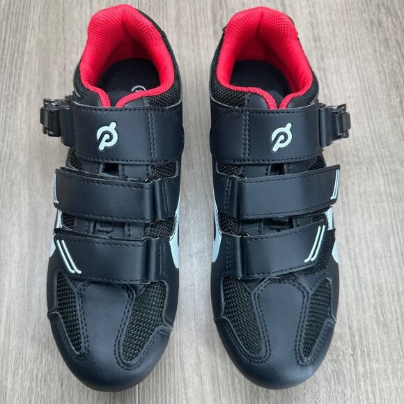 Peloton Cycling Shoes Mens Sz 6.5 Low Top Adjustable Hook & Loop Strap Black Red main image 5